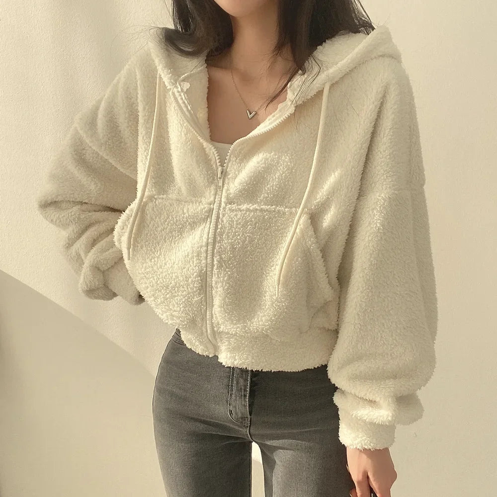 CAMILLE | Hoodie Zippé en Sherpa